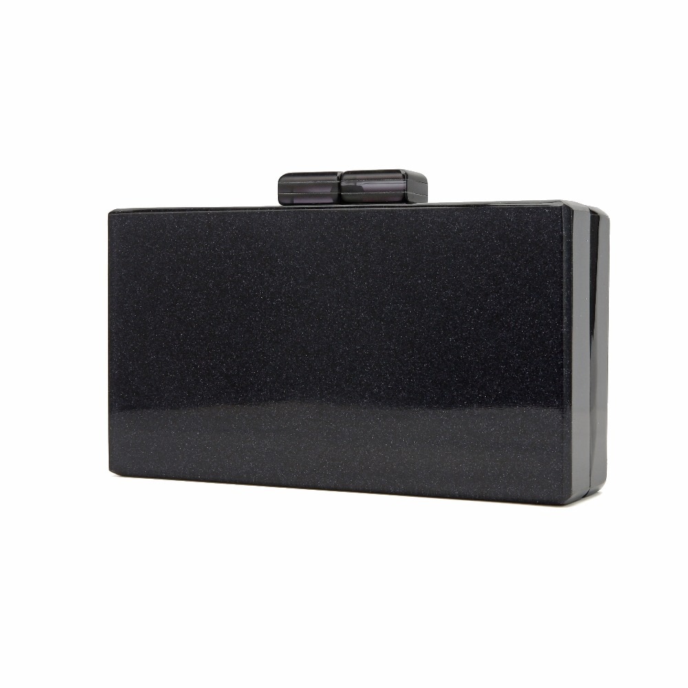 Mały czarny brokat akrylowe zapięcie 18X10 CM kobiet dzień sprzęgła wieczór moda torebki kobiety posłaniec plaża mini akrylowe torby