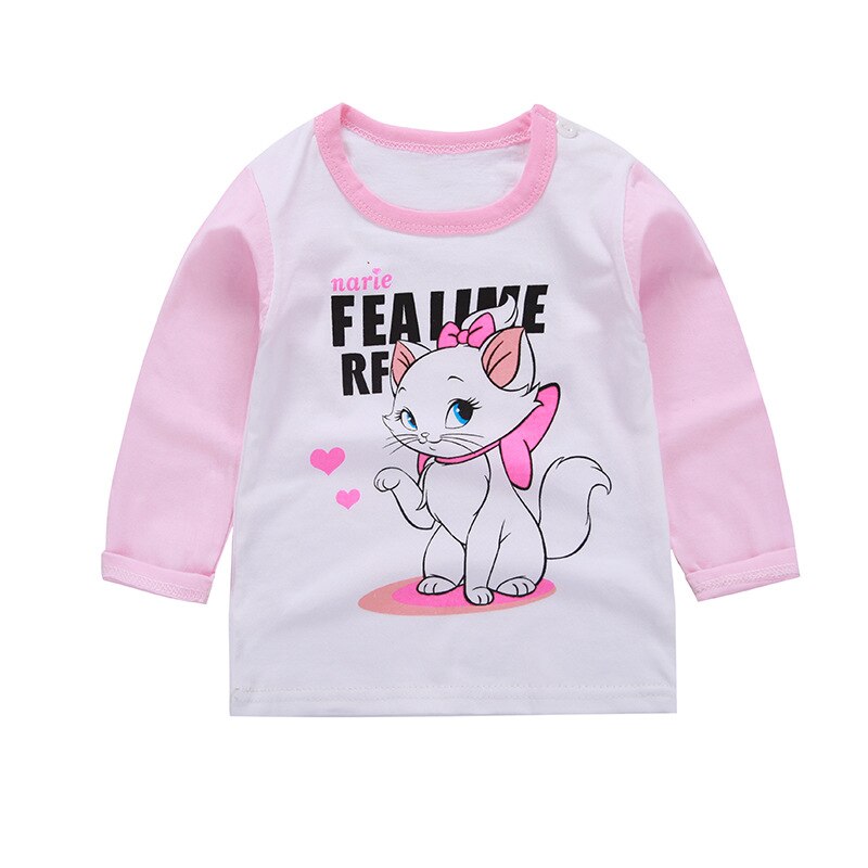 baby jongen kleding t-shirt lange mouw kidsT-shirt 100% katoen kinderen cartoon vogel kleding meisjes tops: Roze / 2T