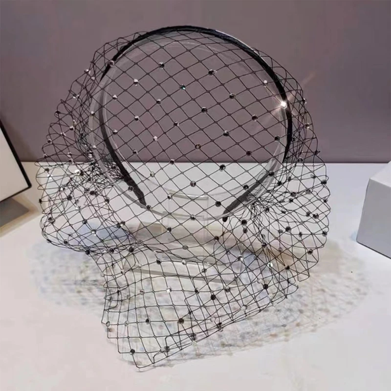 Diademas velo caladas misteriosas y sexis para mujer, diademas decorativas malla para cara, aros para para para