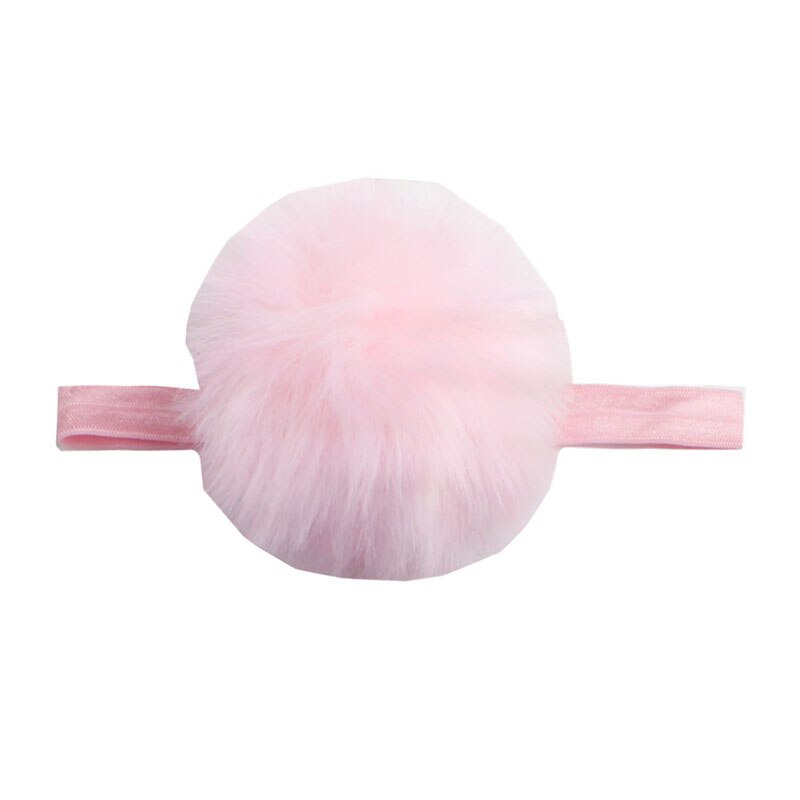 Diadema con pompones de piel sintética para bebé, bandanas elásticas de algodón para niño, turbante para bebé, accesorios para el cabello para bebé: style 2 pink