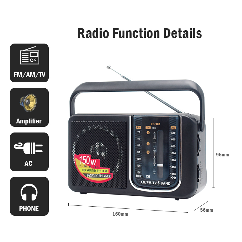 RS-902 Radio AM FM Battery Operated Portable Radio Best Reception Longest Lasting For Emergency Hurricane Running Walking radio