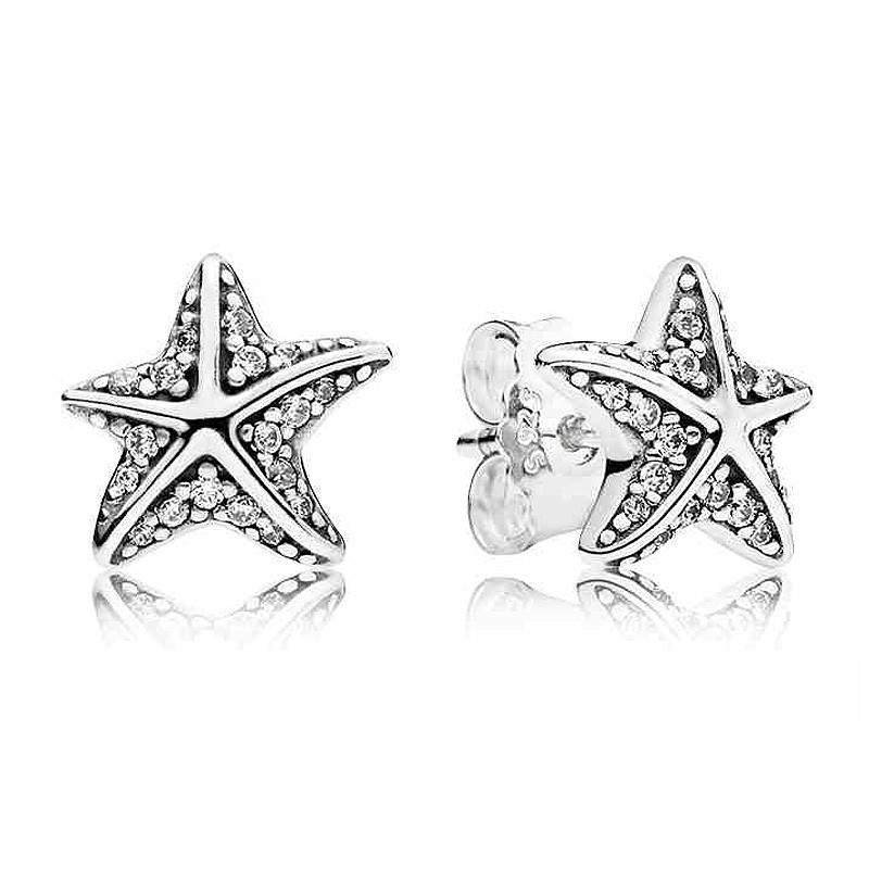 Original 925 prata esterlina dupla cintilante halo crescente lua parafuso prisioneiro brincos para presente de casamento pandora jóias: E