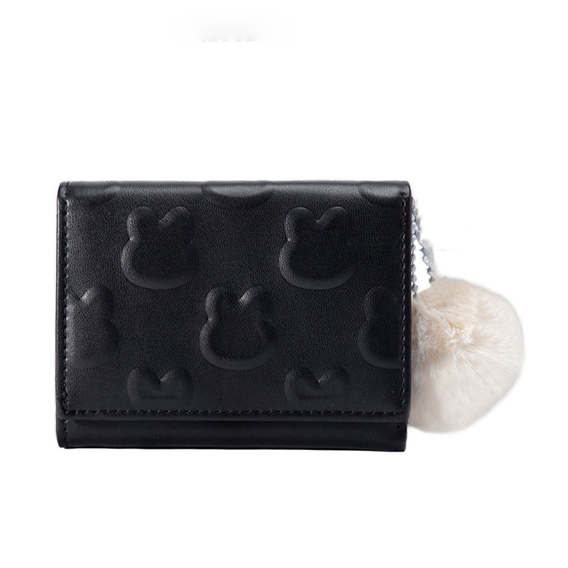 Cartoon Small Wallet Cute Korean Short Wallet Women's Solid Color Cute Rabbit Pattern Simple Multi Card Bag Zero Wallet