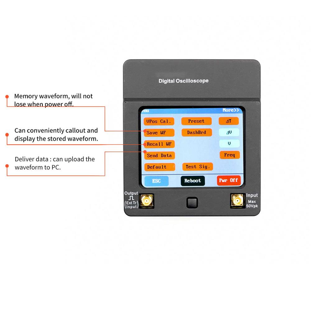 Dso 112a tft mini digitalt oscilloskop pekskärm portabelt usb oscilloskop gränssnitt 2 mhz 5 msps