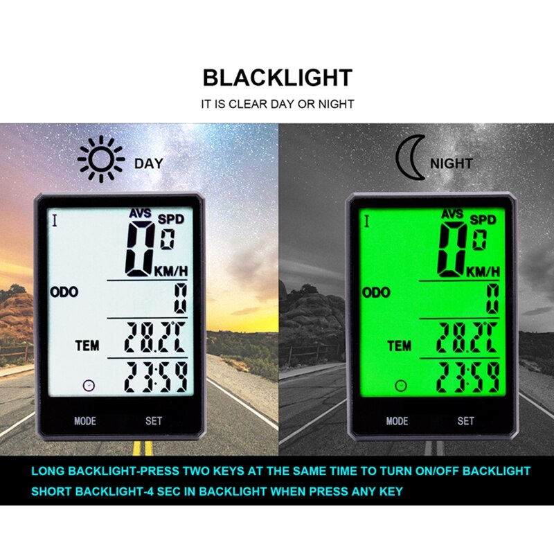 2.8 pouces compteur de vitesse Cycle vélo anglais fil/sans fil étanche ordinateur LCD odomètre compteur de vitesse avec support d'extension