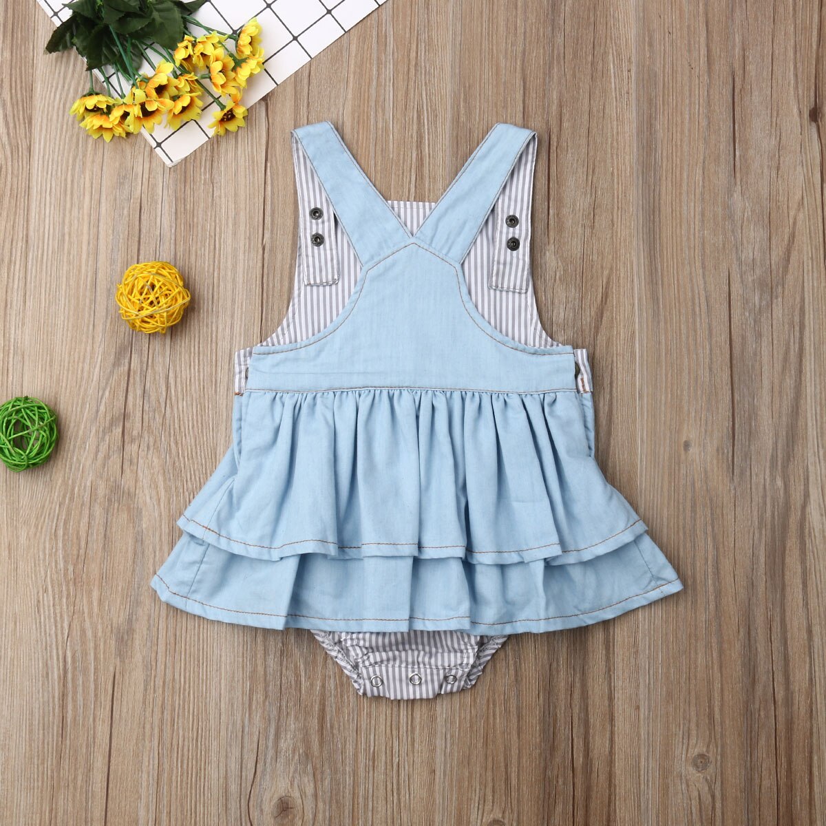 0-4Y verano infantes niños bebé niñas suspensor Denim mono azul sin mangas rayas mono trajes