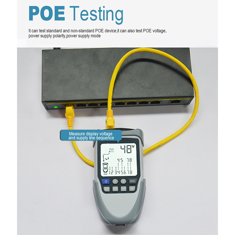 Tester per cavi di rete multifunzione portatile Display LCD Display a filo digitale tracker tensione polarità Test POE