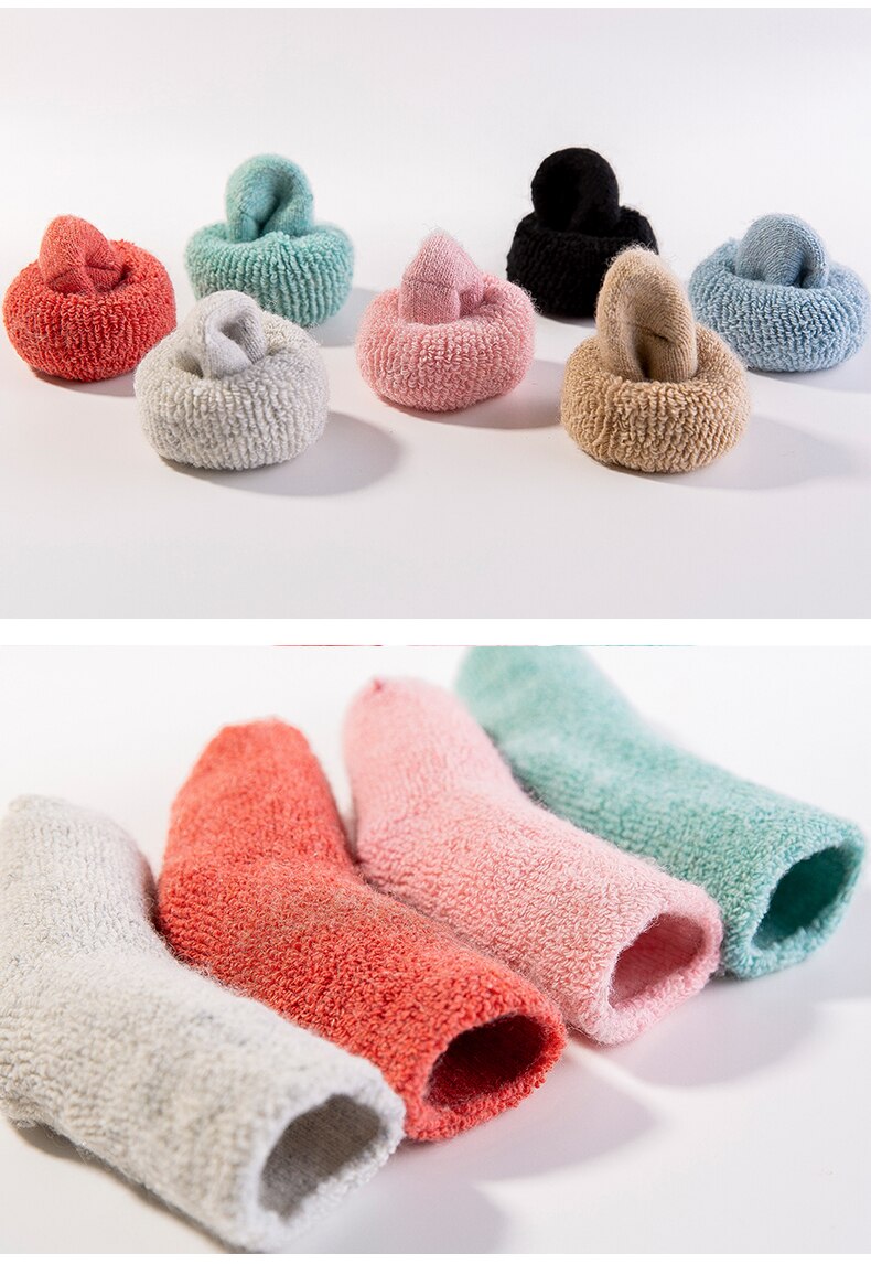 Termogulv børnestrømper 0-7t ægte uldne tykke småbørn baby drenge sokker vinter bløde varme pigestrømper  wz04