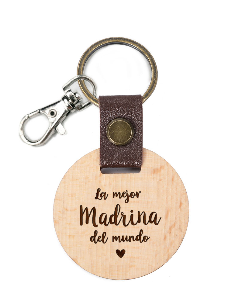 Llavero de madera del mejor padrino/marra del mundo, de bautismo, de recuerdo para Godchild, llavero religioso de Cristo