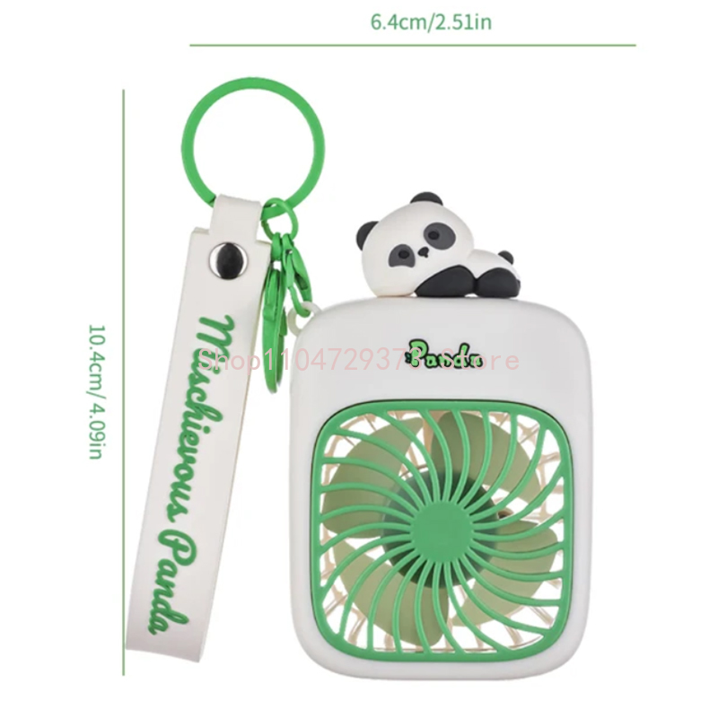 Draagbare sleutelhangerventilator voor op reis Kleine koeling Miniventilatoren Oplaadbare schattige Panda Reisventilator Handventilator Cadeau