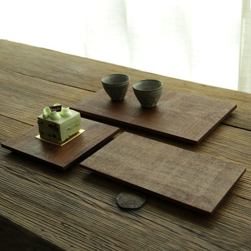 Bread Wood Plates Black Walnut Rectangle Square Wood Pan Plate Fruit Dishes Saucer Tea Tray Dessert Dinner