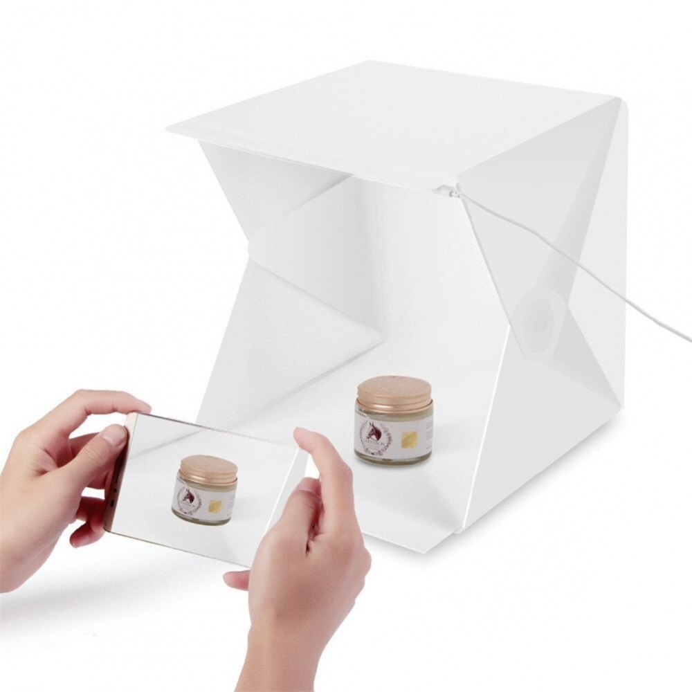 Mini caja de luz plegable portátil para estudio de fotografía caja suave de luz LED para foto caja suave para iphone DSLR cámara de fondo fotográfico