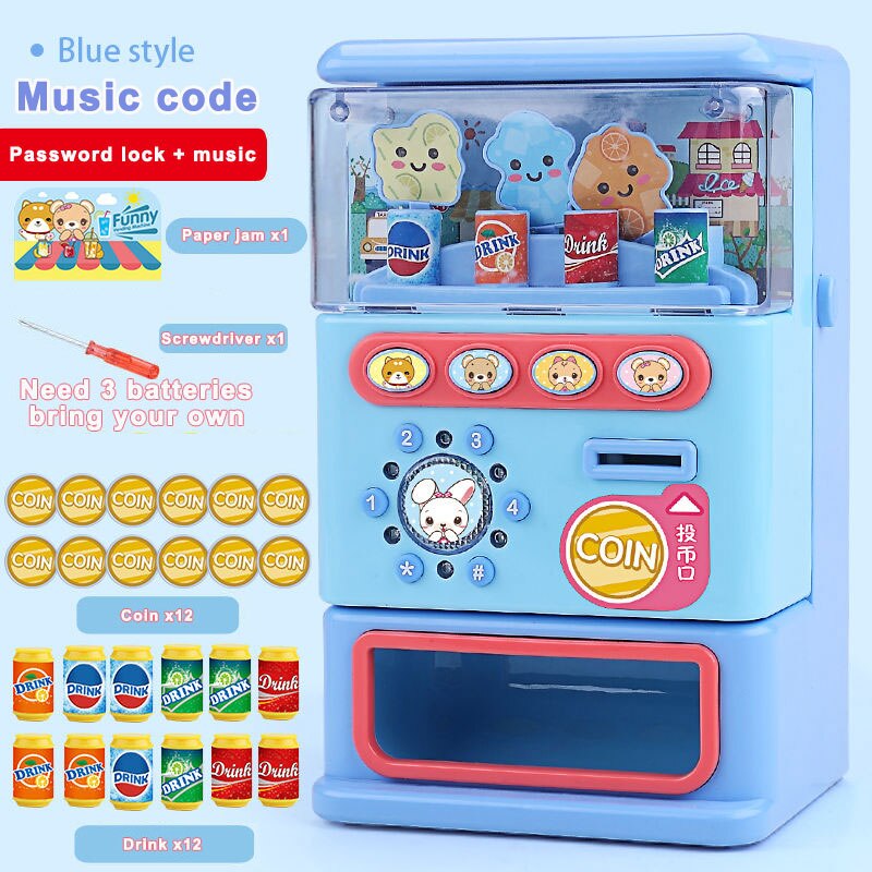 Børn simuleret salgsautomat puslespil drikkevarer drikkevareautomat legetøj foregive drik mini puslespil legetøj: Musik kode blå b