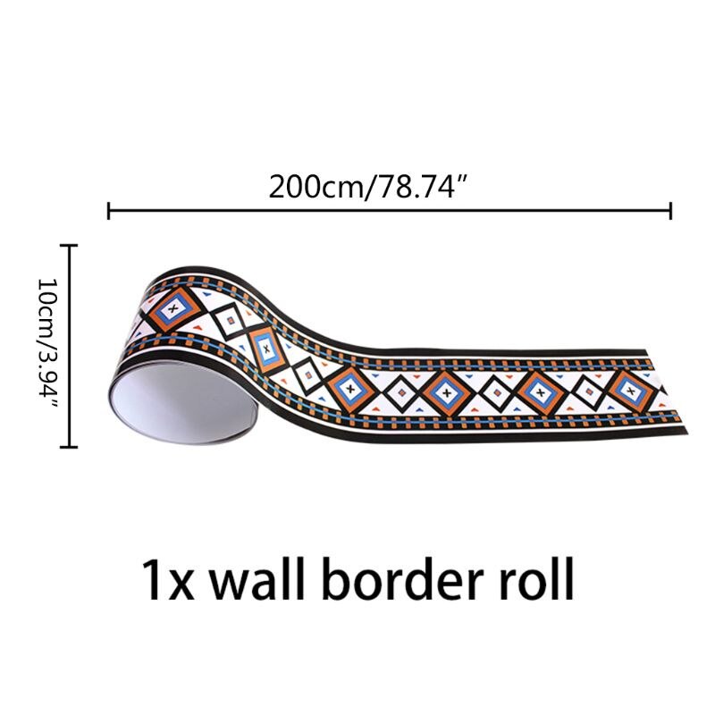 1Roll Geometric Pattern Waist Lines Self-Adhesive Waterproof Removable Wall Border Stickers for Home Decoration: 6