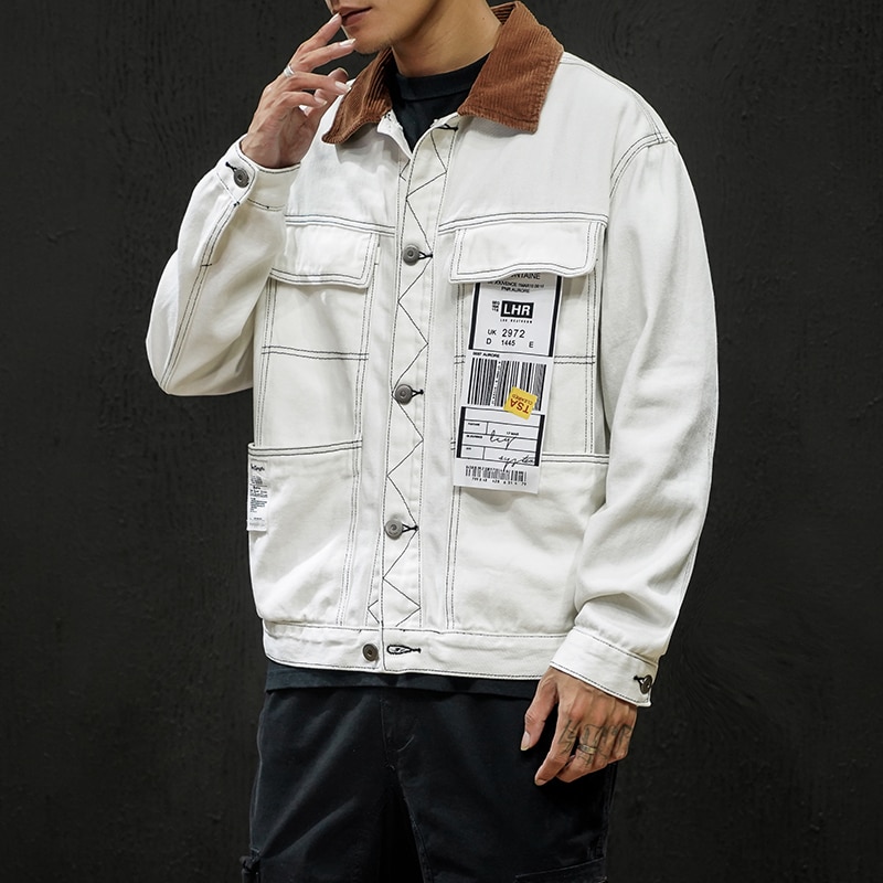 Hommes vestes en Denim noir printemps automne vestes en Jean en vrac nouvelle hommes coton blanc Denim manteaux de Jean manteaux