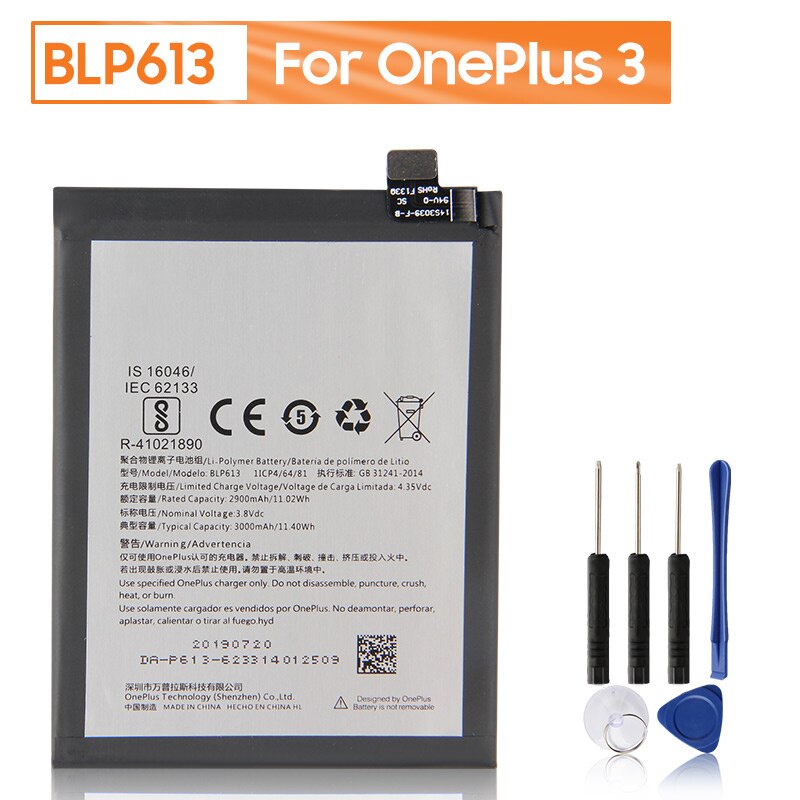 Original OnePlus Replacement Battery BLP657 For OnePlus 6 6T 7 7T BLP699 7 Pro 7T Pro OnePlus 5 5T BLP571 For OnePlus 1 2 3 3T: BLP613 For OnePlus 3