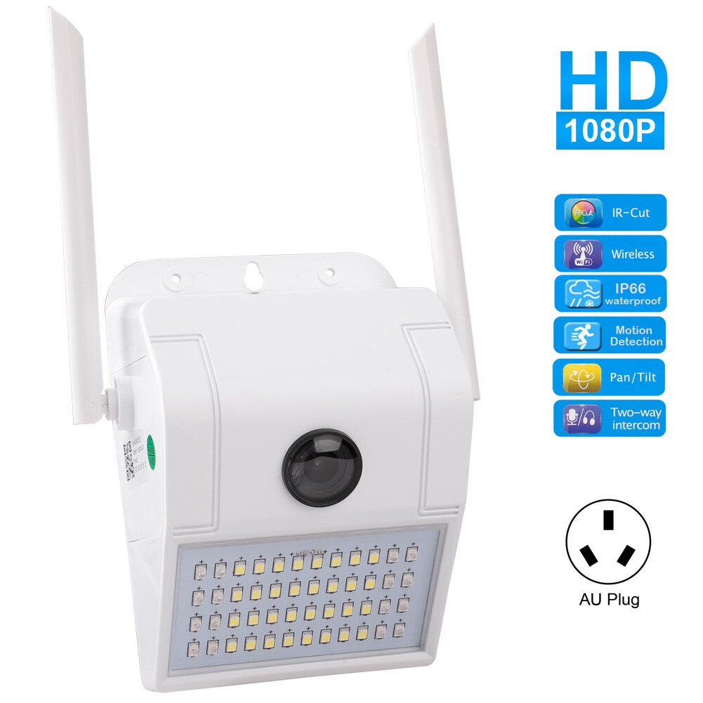 1080P IP Camera 4X Digital Wireless Outdoor Smart Camera Waterproof Wall IR Night Motion Detection Smart Induction Lamp: AU  PLUG