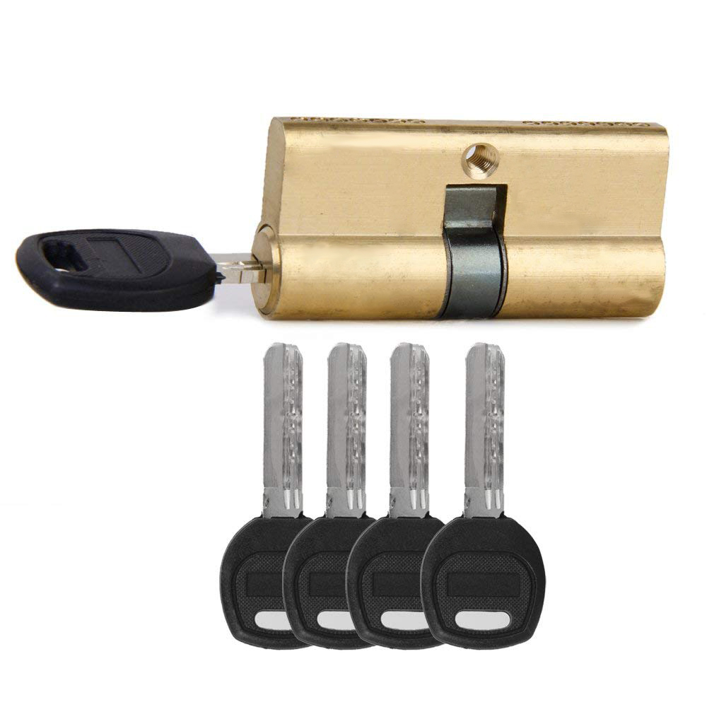 cerradura de puerta de barril 65 MM 32,5/32,5 con cilindro de latón de 7 teclas