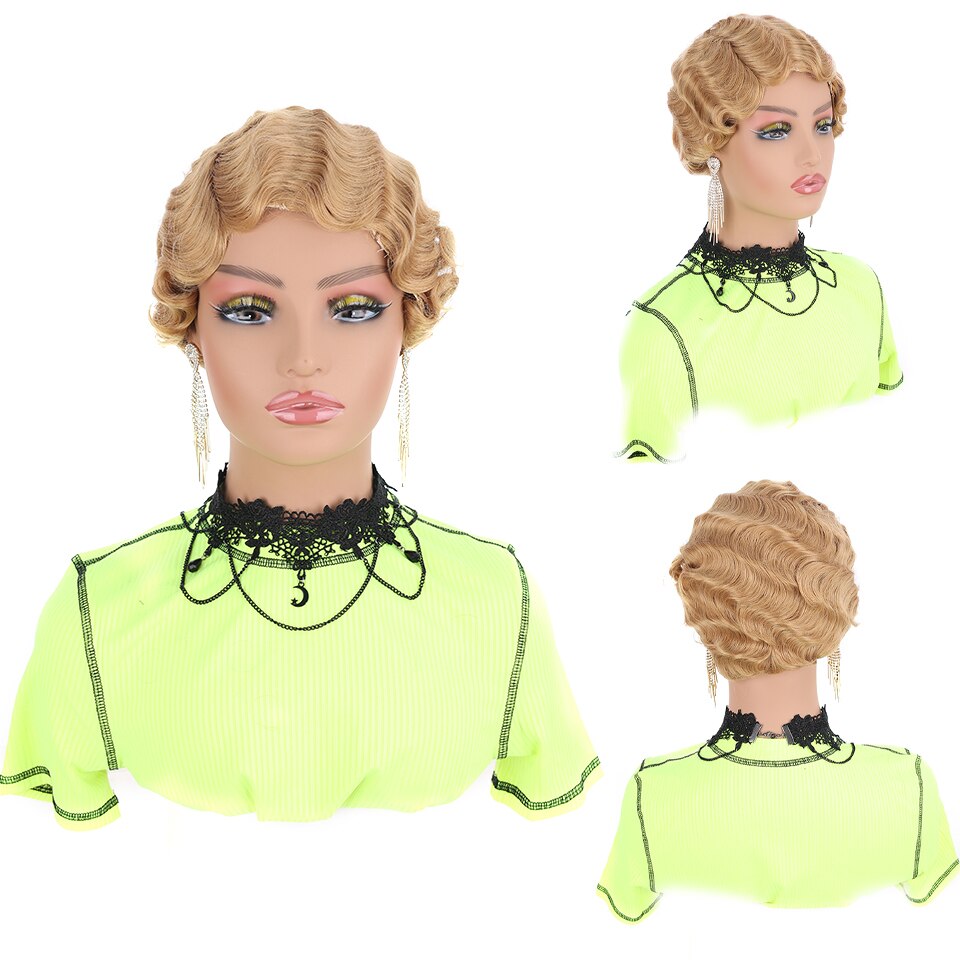 SEEANO – perruque synthétique Afro courte noire 6 pouces pour femmes noires, Blonde rouge violet rose blanc vert, perruque de Cosplay résistante à la chaleur: Couleur naturelle