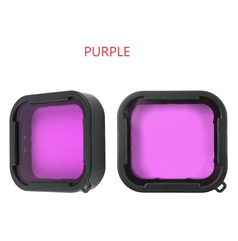 Filtro de mergulho vermelho rosa roxo, à prova d'água, filtros de mergulho subaquático, protetor de lente para gopro hero 5 6 7, acessórios pretos: Purple Color