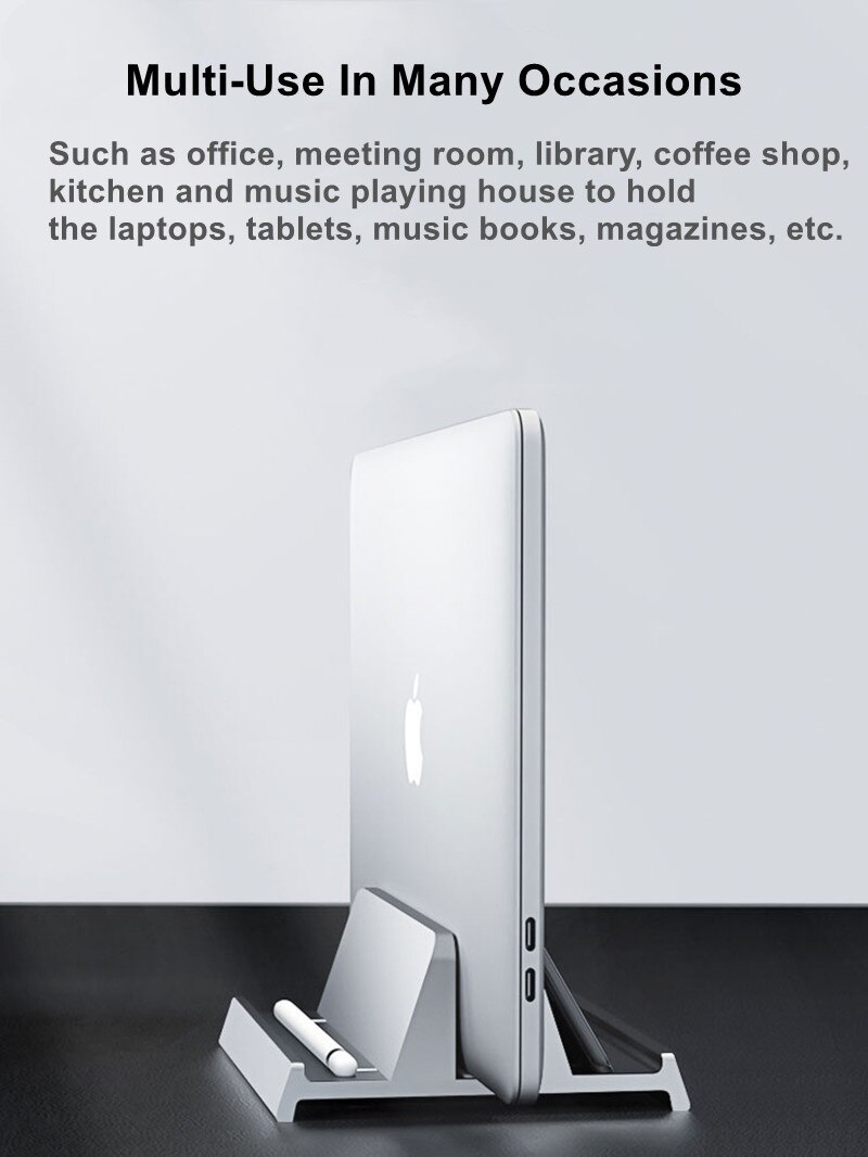 Vertical Laptop Stand Holder Adjustable Desktop Notebook Dock 3 in 1 Space-Saving Stand for MacBook Pro Air, Laptop Accessories