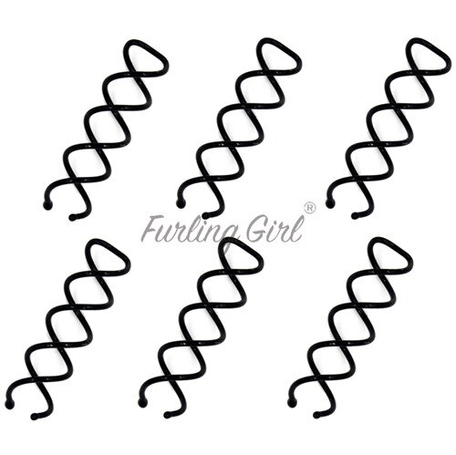 Furling Girl Pack of 6/10 Black Silver Gold Metal Spiral Hair Pin Hair Clip Bridal Wedding Accessories with Protection Tips: Black 6pcs