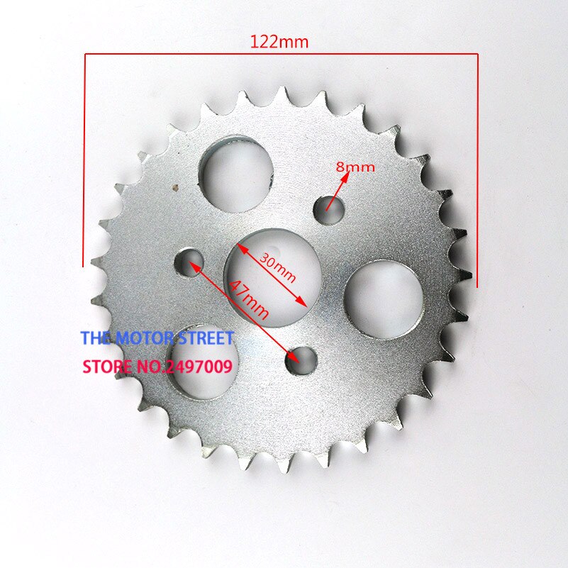 520 kæde 43 tænder 6 huller indvendig diameter 125mm bageste kæde kædehjul til motorcykel abe cykel motorcykel: 428 29t 30mm