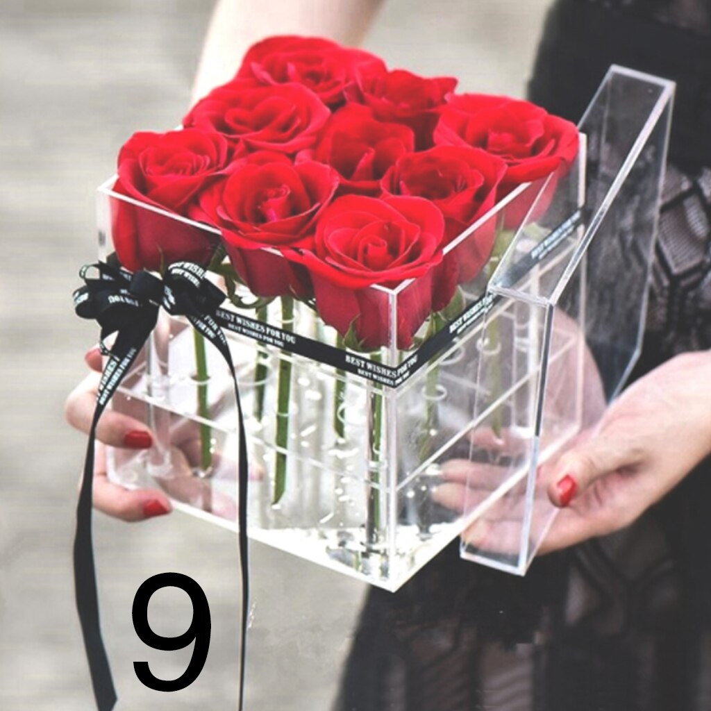Rozenbloem opbergdoos met deksel acryl transparante cosmetische doos make-up opbergdoos diverse opbergdoos kast organizer: 9