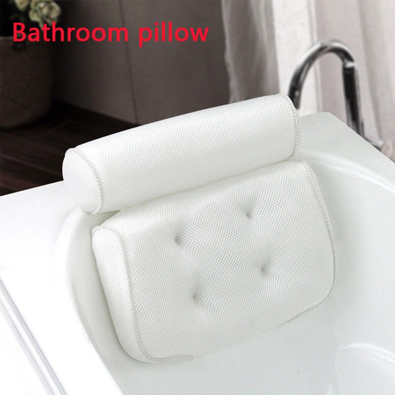 White Waterproof Foam Bathtub Pillow Cushion Relux Bath Spa Head Neck Rest Tool
