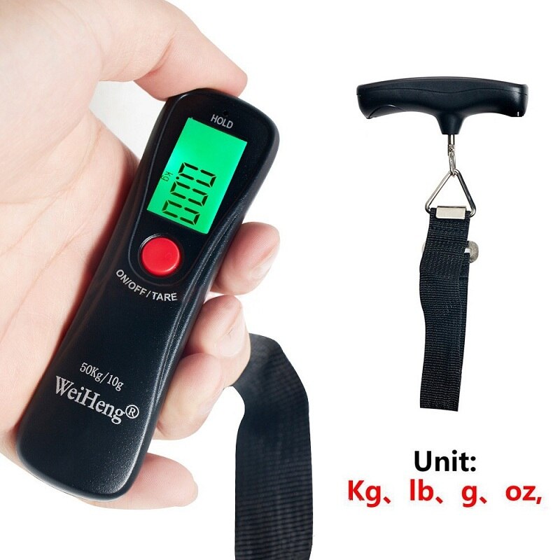 1PC LCD Backlight Portable Travel Handheld Weight Scales 10g/50kg Electronic Luggage Hook Scale Digital Hanging Scale Mini-Size: WH-A18 50kg-10g