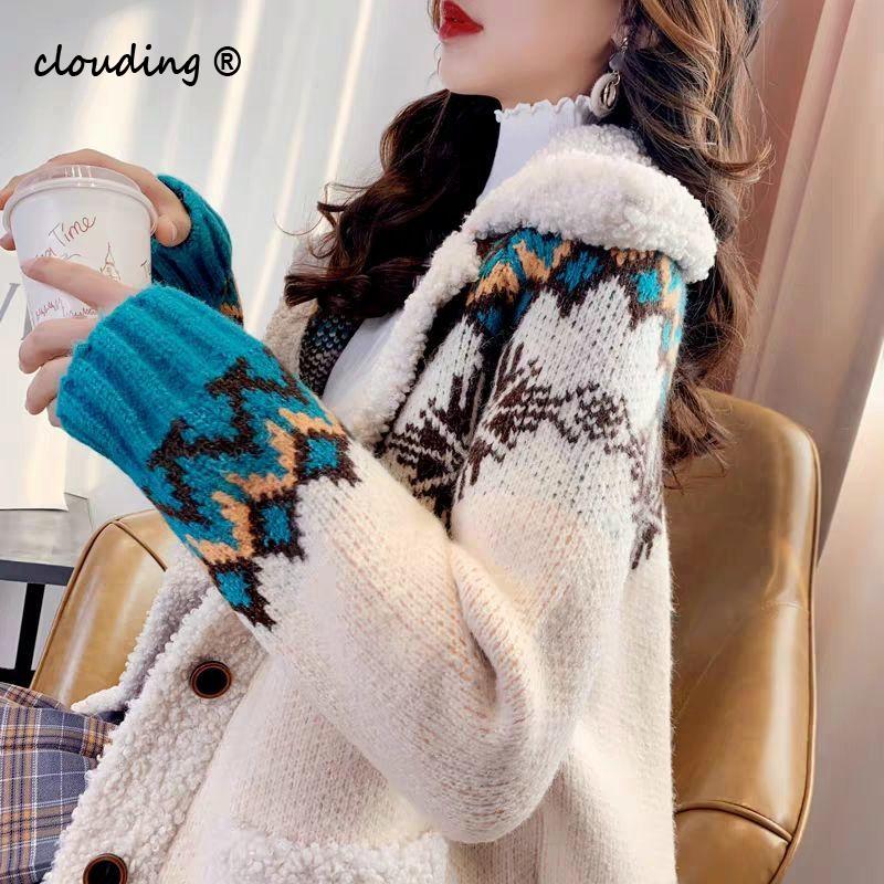 Multicolor Kerst Trui Vest Vrouwen Verdikte Winter Losse Gebreide Jas Pull Femme Jumper Dames Truien