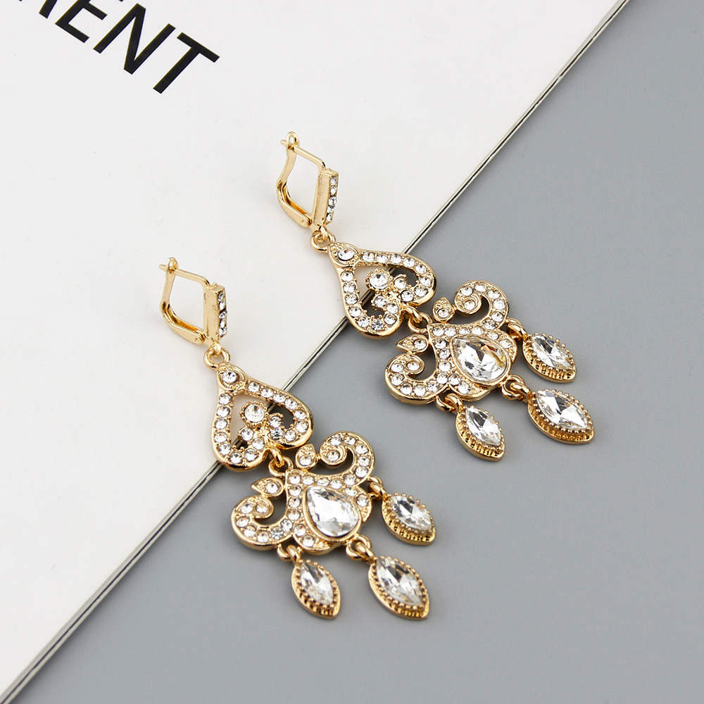 Sunspicems-pendientes de gota árabes de Color dorado de 18K para mujer, cristal de agua, flor de Marruecos y Argelia, joyería para boda, de novia