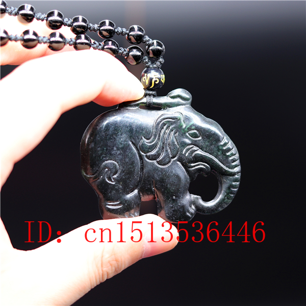 Chinesische Schwarz Grün jade Elefanten Jade Anhänger Natürlichen Obsidian Halskette Charme Schmuck luck Amulett Männer Frauen