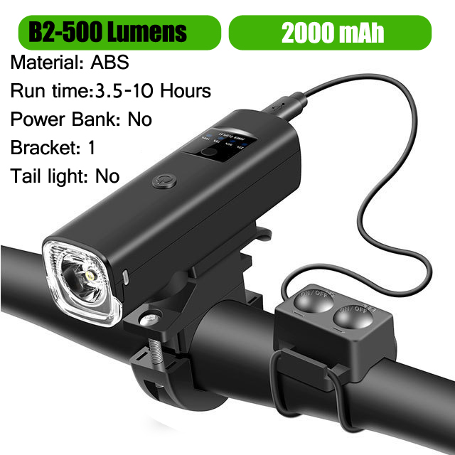 Luz de bicicleta de 1000 lúmenes, 4000mAh, batería externa, linterna para manillar, carga USB, para ciclismo de montaña o carretera: Morado