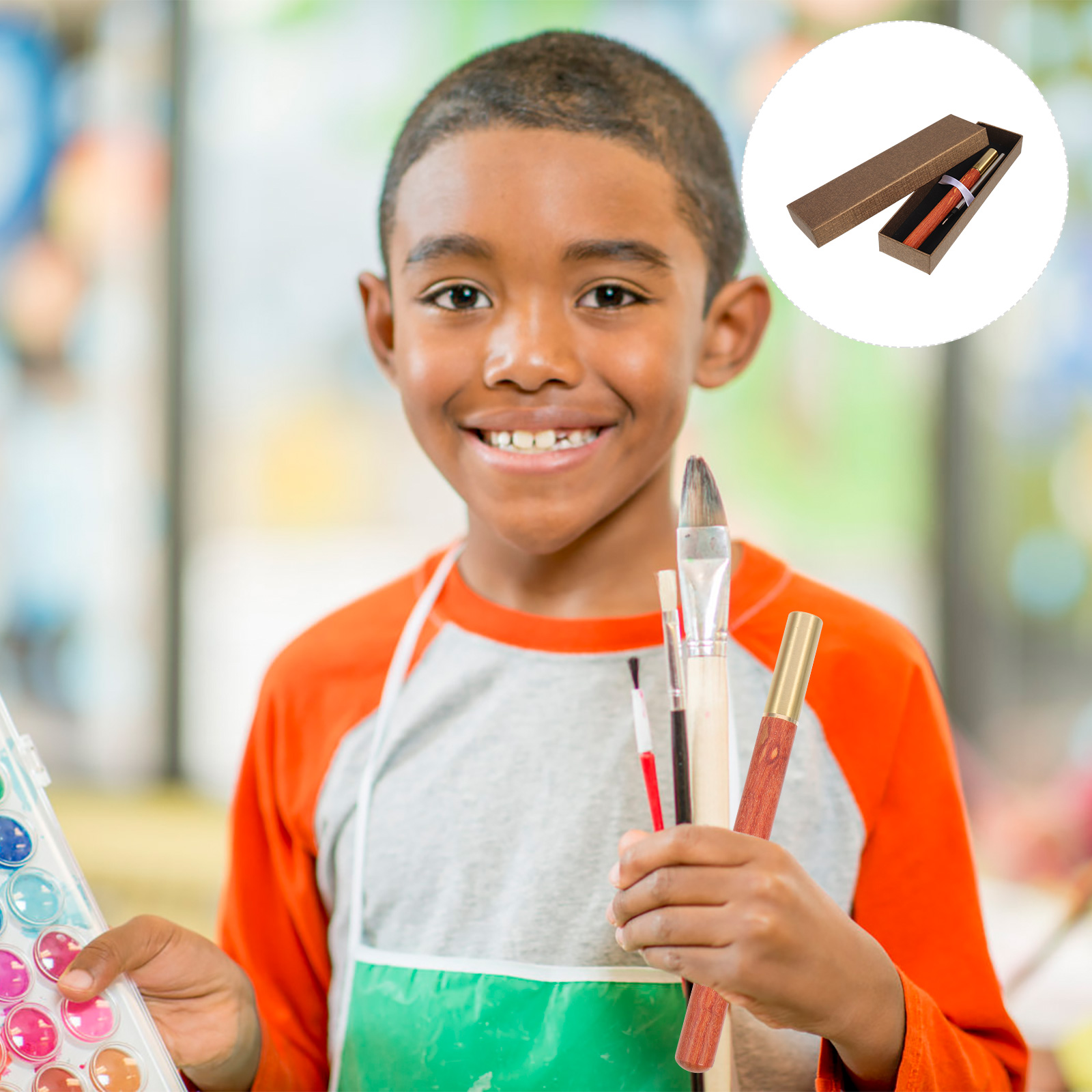 1 Set Craft Precision Cutter Wooden Handle Pen Cutter Safety Engraving Pen: Brown