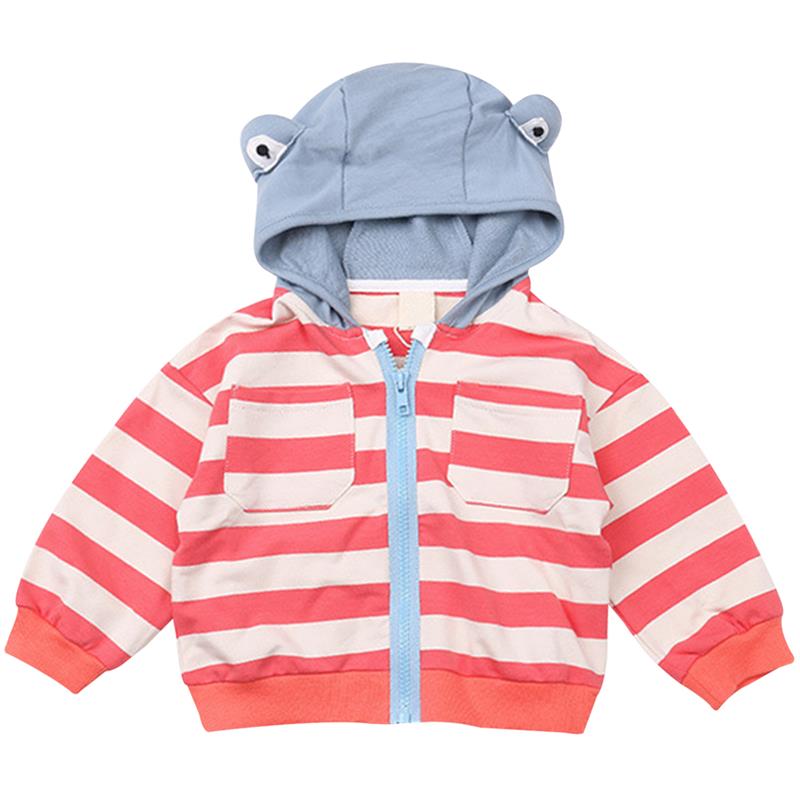 Famuka Baby Jas voor Baby Jongens Meisjes Lente/Herfst Streep Cartoon Hoodie Bovenkleding Jas Peuter Katoenen Jas Kinderen Kleding: Orange / 3T