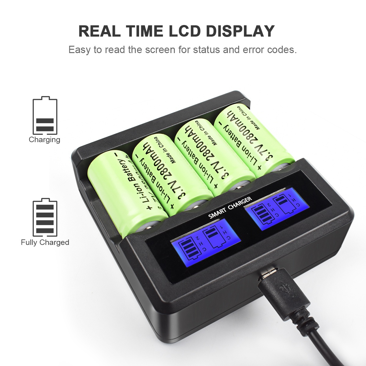 Powtree 16P 2800mAh Wiederaufladbare 3,7V Li-Ion 16340 Batterien CR123A RCR 123 ICR Batterie für LED-Taschenlampe Reisewandladegerät