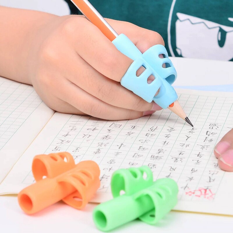 3Pcs/Pack Silicone Pen Holder Two Finger Pencil Grips For Students Child Cute Writing Correction Stationery Tool