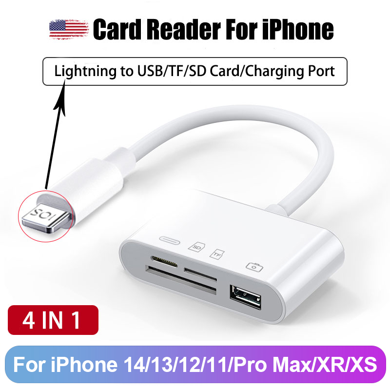 8 in 1 SD-kaartlezer USB HUB voor iPhone iPad MacBook Lightning/USB/Type C naar SD TF-kaart Geheugenlezer Flash Drive OTG-adapter: Beige