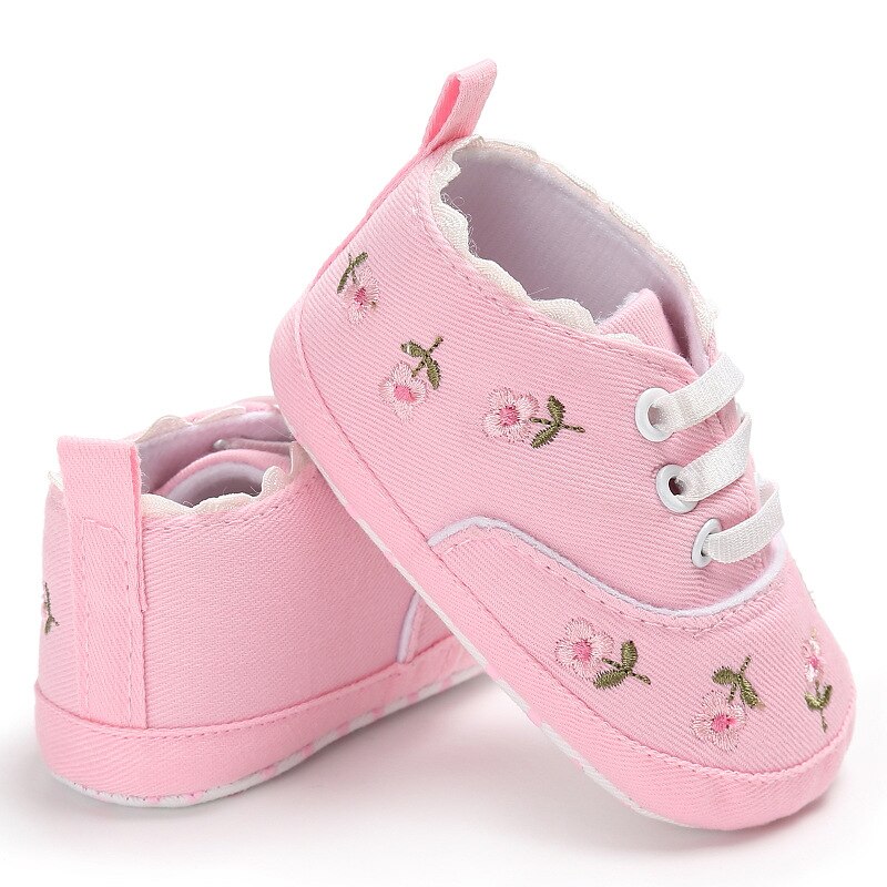 Grote boog borduurwerk liefde pu lederen baby meisje schoenen non-slip zachte zolen schoeisel voor pasgeboren wieg schoenen peuter meisjes schoenen: style4 pink / 7-12 Months