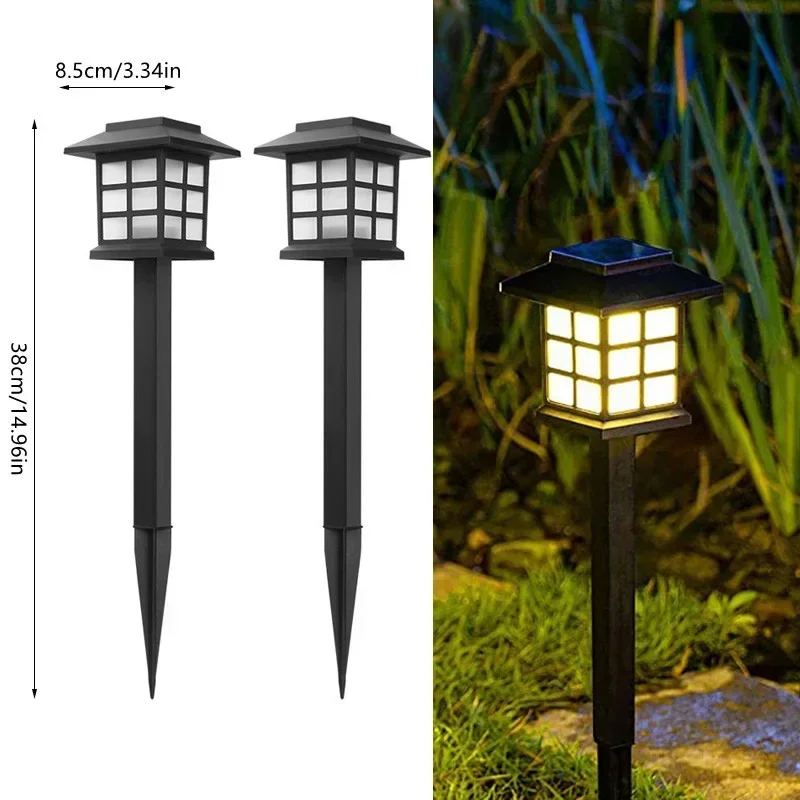 2 stks Solar Huis Vorm Buitenlamp LED voor Tuin Landschap Pathway Yard Patio Oprit Loopbrug Pasen Verlichting: Blauw