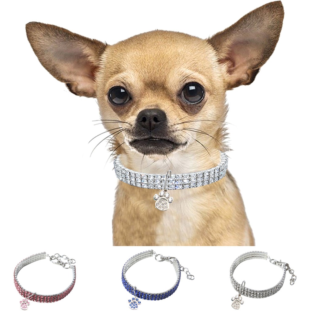 Trsnser-Collar para perro con diamantes de imitación, Mini Collar blanco para perros de compañía, Gargantilla ostentosa, Perros pequeños para mascotas