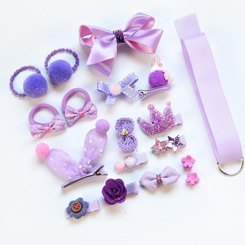 18pcs Children Hair Clip Girl Headwear Boxed Hairpin Hair Rope Accessories Hair Ring Circle Kid Lovely Rubber Band