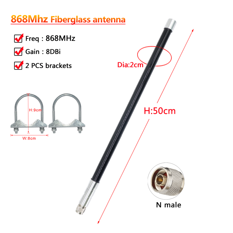 LoRa Helium Hotspot Bergmann Antenne - 50cm 8DBI 868/915MHz draussen IP67 Wasserdicht Glasfaser Antenne: Weiß