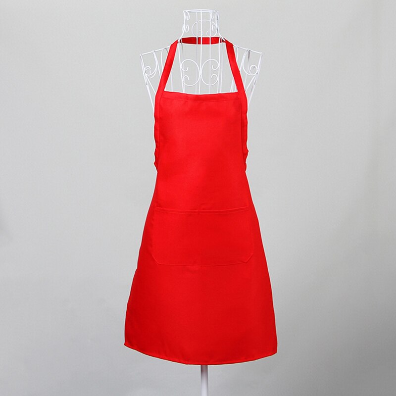Waterproof Apron Washable Polyester Dual Pockets Unisex Kitchen Pinafore For Waiter Chef Orange-Red Purple Green Household Clean