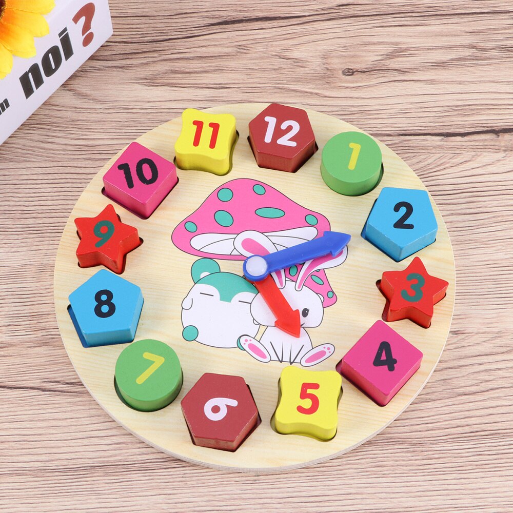 1 Pc sortowanie zegar montaż drewniane kolorowe zabawki edukacyjne liczba bloków czas nauki zegary dla chłopców dziewcząt: Default Title