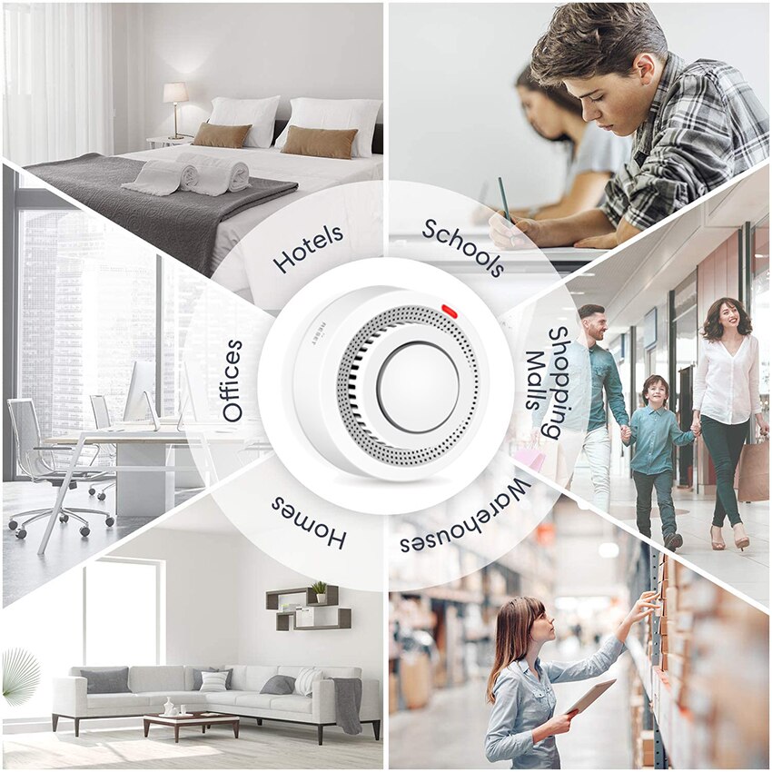ACCKIP Tuya WiFi Smoke Alarm Fire Protection Smoke Detector Smokehouse Combination Fire Alarm Home Security System Firefighters