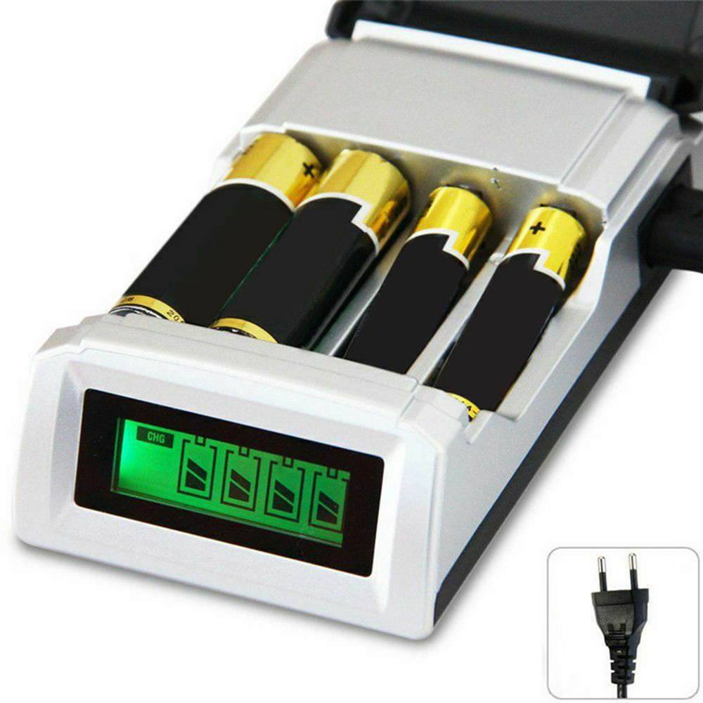 4 Slot LCD Smart AA Battery Charger For Ni-MH Ni-CD Rechargeable Batteries with charging 5/7AA