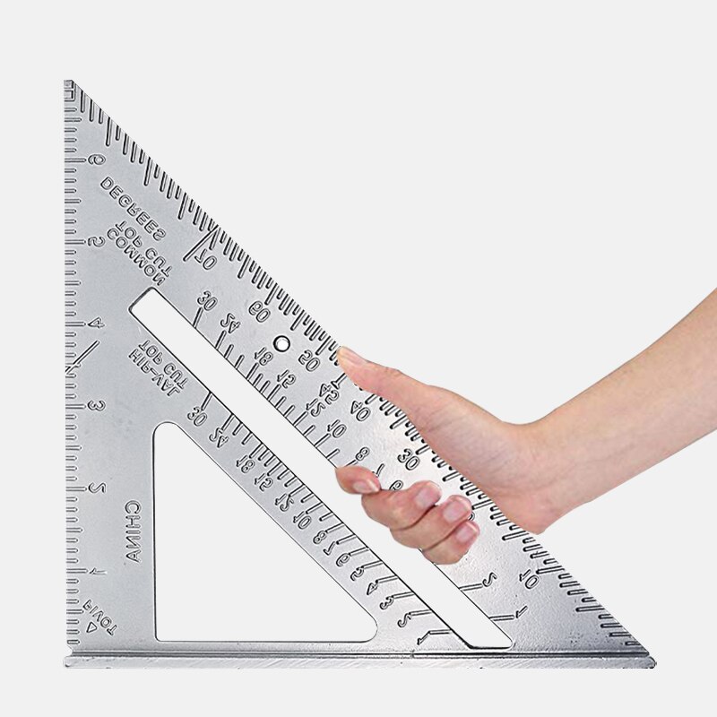 Herramienta de medición de velocidad para carpintero, guía de corte de línea cuadrada, escuadra triangular, transportador de aleación de aluminio, 1 unidad
