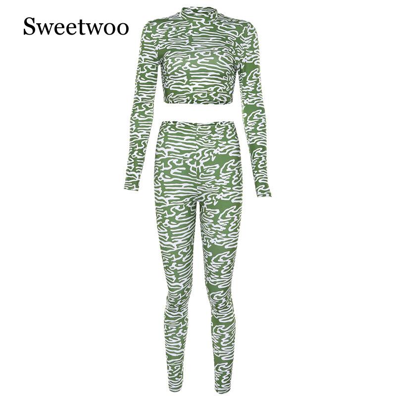 Cool Sportkleding Vrouw Gym Droge Fit Sport Set Leggings Top Fitness Pak Vrouwelijke Print Camouflage Yoga Set Femme Groen Paars: Green / M